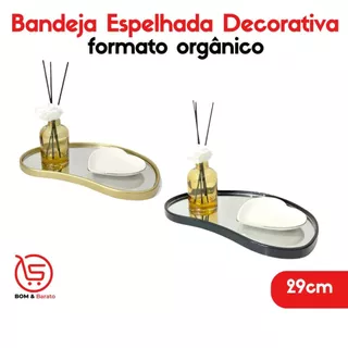 Bandeja Decorativa Espelhada Formato Orgânico 29cm