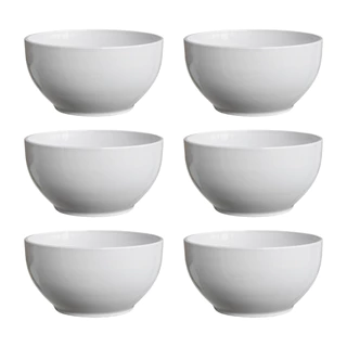 Kit 6 Cumbucas de Porcelana Branca Tigela Redonda Japonesa