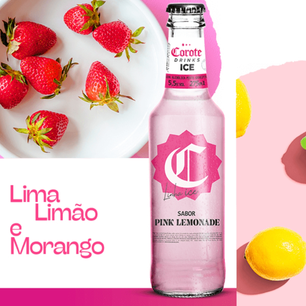 Bebida Corote Drinks Ice Sabor Pink Lemonade 275ml | Shopee Brasil