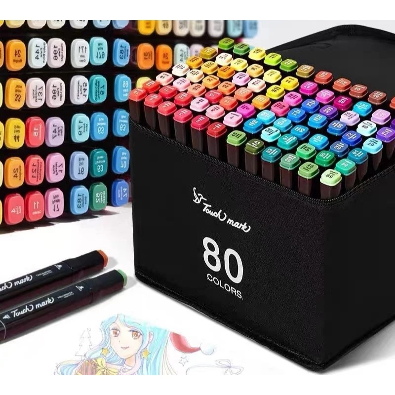 24/36/48/60/80 Cores Marker Caneta Marcadora Com Ponta Dupla/Pintura De Arte/Aquarela/Material Escolar/Escritório