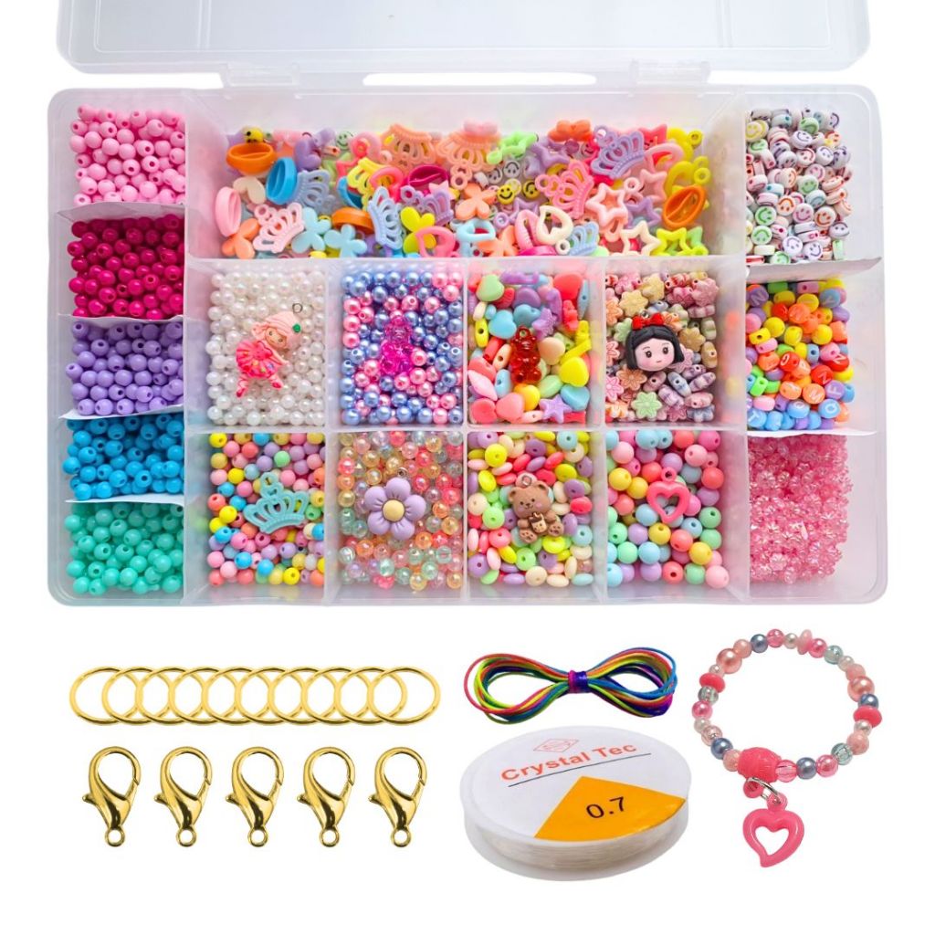 Kit Miçanga Completo Grande 4500 Peças + Silicone Pingentes Miçangas ...