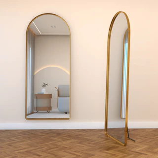 Espelho Base Reta Corpo Inteiro 170x70 Com Suporte de Chão Moldura Alumínio Quarto Sala Decorativo