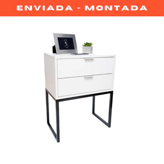 Mesa De Cabeceira Industrial Eco 40 Com 2 Gavetas Base Preta Enviamos Montado