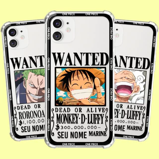 Capa Capinha Personalizada de celular Anti-impacto com nome One Piece Roronoa Zoro Luffy Gear 5 Wanted