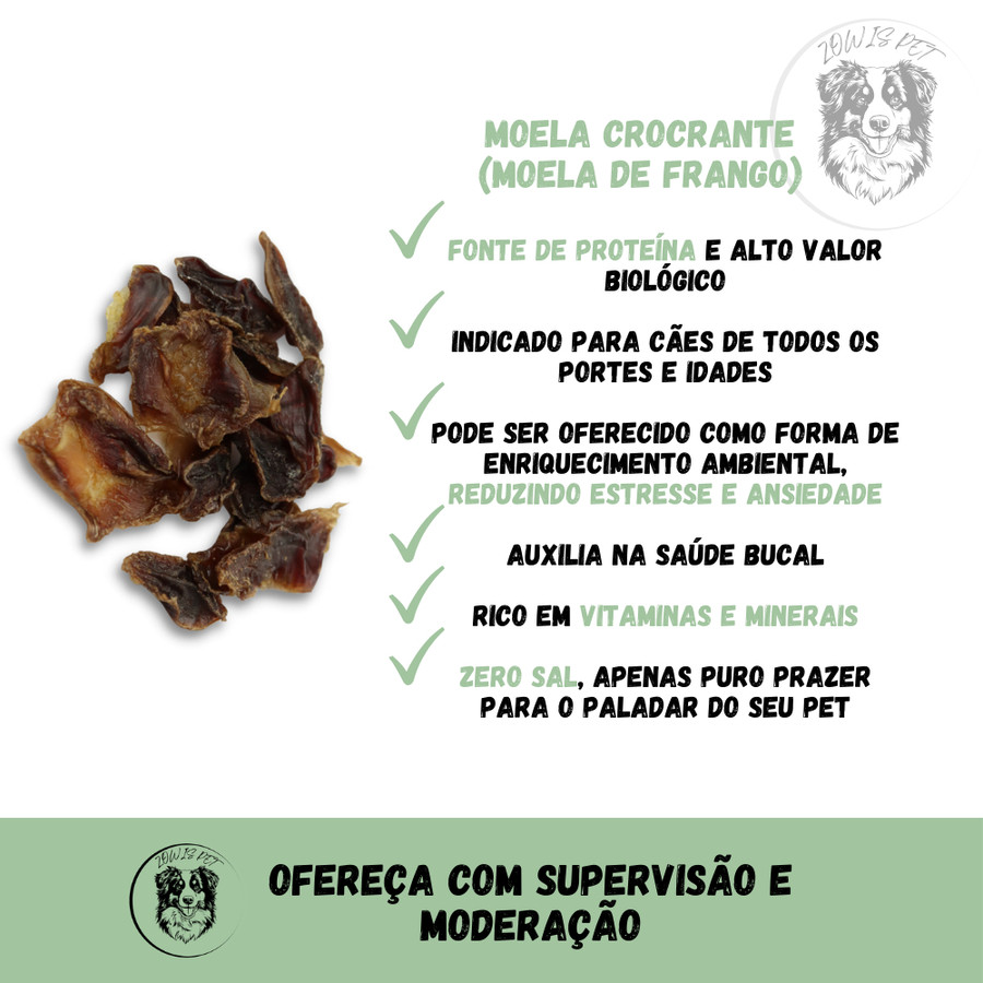 Moela Crocante de Frango Petisco 100% Natural Desidratado Pet Para Cachorro e Gatos 60g - Pet Bem