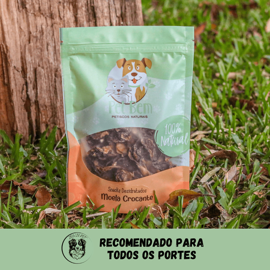 Moela Crocante de Frango Petisco 100% Natural Desidratado Pet Para Cachorro e Gatos 60g - Pet Bem