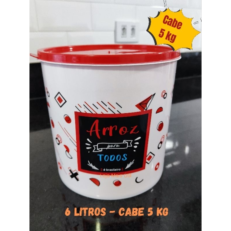 Pote Porta Mantimento Colorido - ARROZ para 5 kg de arroz