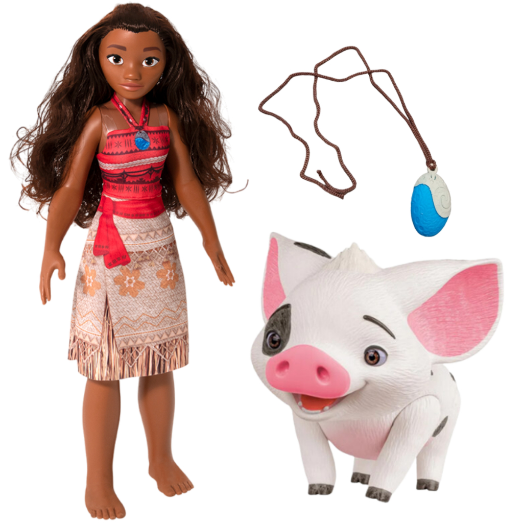 Boneca Moana Grande 55cm Original + Porquinho Pua Moana Infantil Pode ...