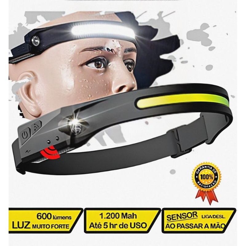 lanterna de cabeça led profissional prova d'água sensor recarregável ...
