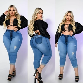 Calça Jeans Feminino Capri Plus Size Premier - Curve