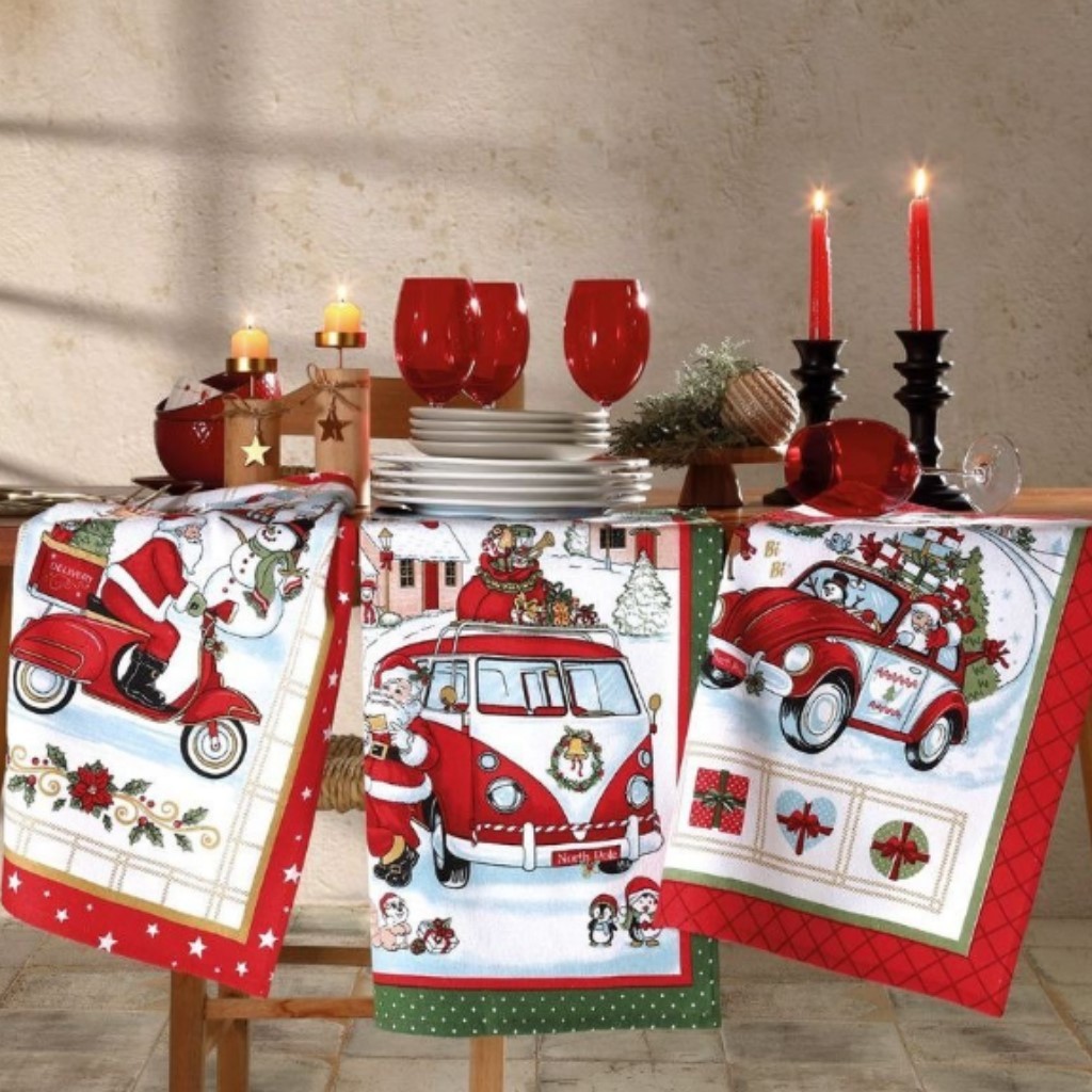 Kit com 3 Panos de Prato Natal Felpudo Dohler prata 45x65cm