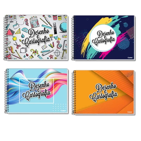 Caderno de desenho e cartografia 96 folhas 275mm x 200mm capa dura grande universitário