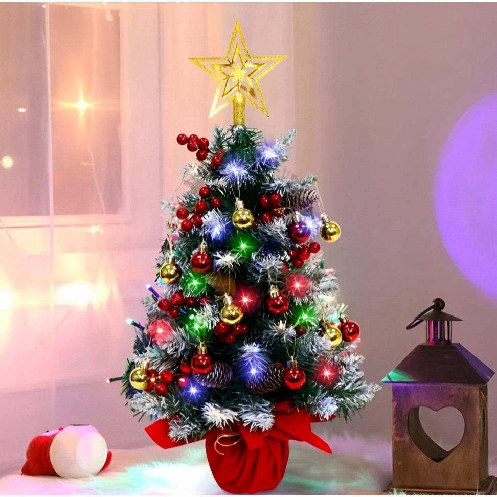 Árvore De Natal Enfeitada 60cm Com Decoração Completa