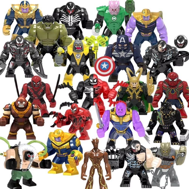 Boneco Bloco de Montar Super Herois Viloes Marvel Disney DC Estilo Lego tamanho 8CM