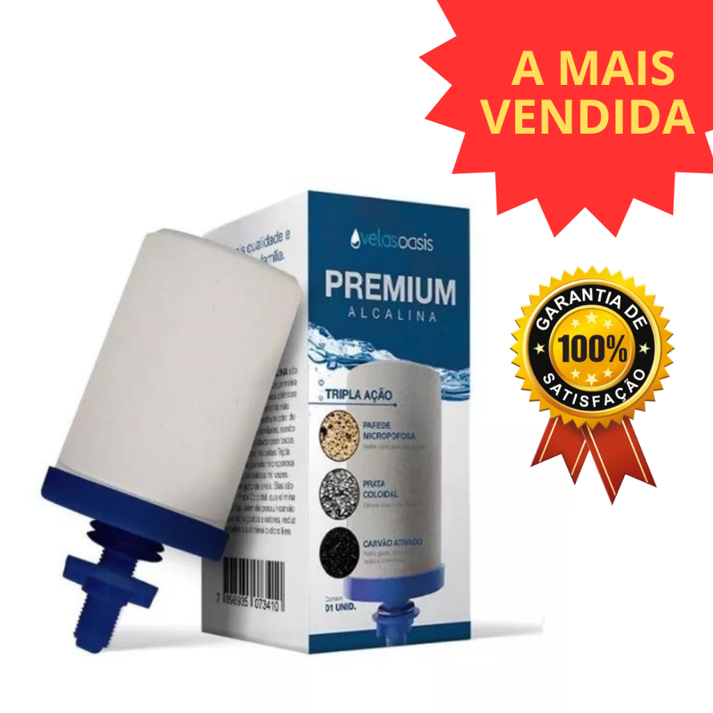 Vela Filtro De Barro Carvão Ativado Prata Coloidal Tripla Ação Premium ...