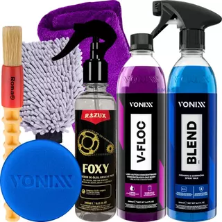Kit Produto para Lavar Moto Cera Blend Shampoo Desengraxante Limpador de Corrente Vonixx