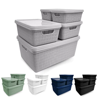 Kit 5 Caixa Organizadora Cesto com tampa grande em plástico Jaguar  1,8 L 5 L 15 L em Oferta na Shopee