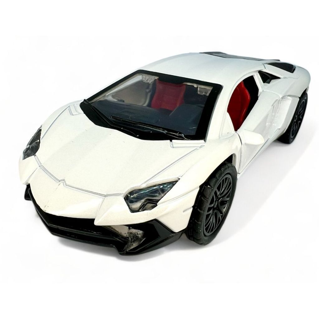 Miniatura Lamborghini Aventador – Cores Branco Pérola e Cinza, em