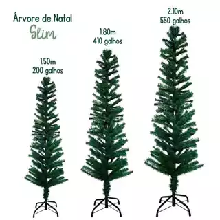 ARVORE DE NATAL VERDE DECORATIVA SLIM  OU TRADICIONAL (150cm - 180cm ou 210cm)