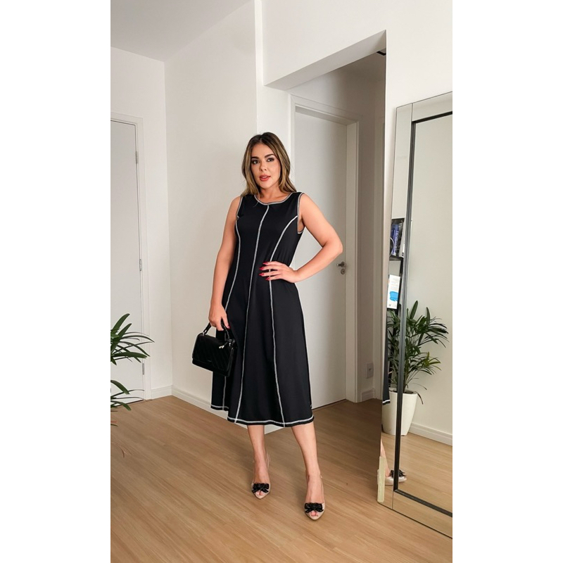 vestido Larissa costuras que modela o corpo | Shopee Brasil