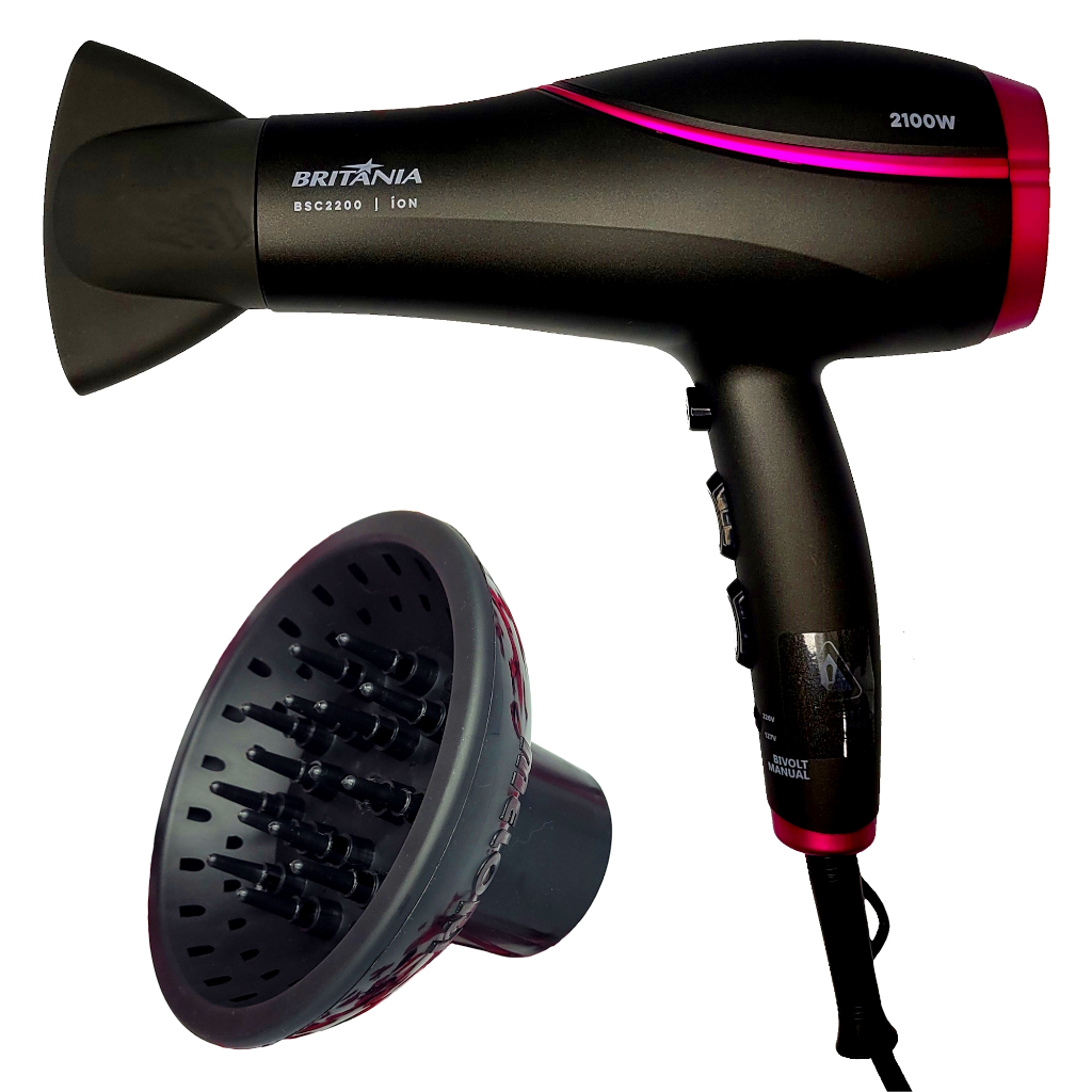 Secador De Cabelo Britania 2100w Profissional Ar Quente Frio Com ...