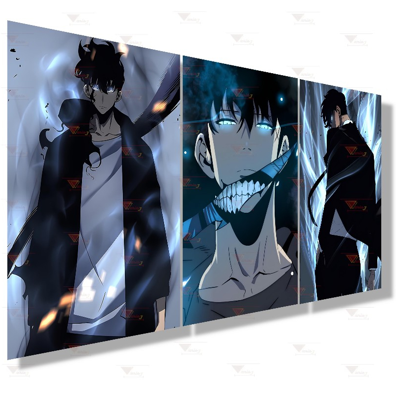 Jin Woo Kit 3 Quadros Decorativos Sung Anime Solo Leveling Quarto E Sala Excelente Qualidade