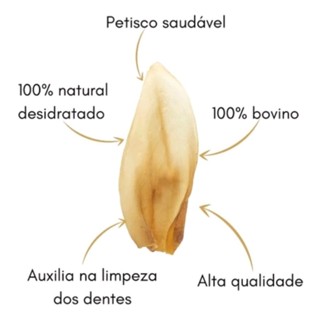 Petisco natural,orelha bovina desidratada para cães de todos os portes e peso.EA para pets em Oferta na Shopee