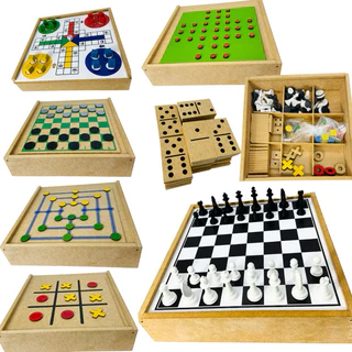 Jogo Tabuleiro 7 em 1 Xadrez Dama Jogo da Velha Ludo Trilha Dominó Resta 1 em Oferta na Shopee