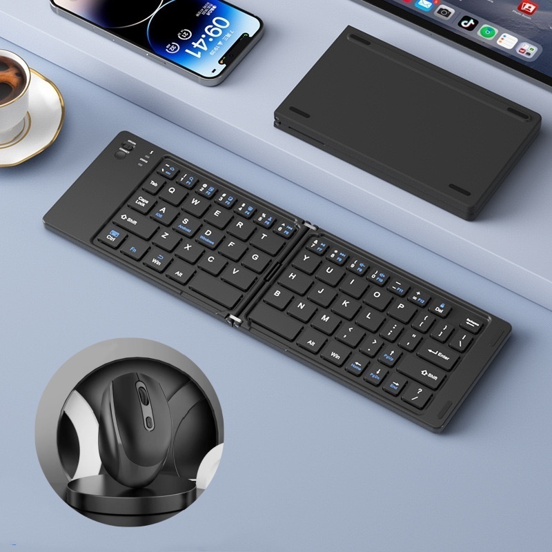 KIT Teclado e rato Sem Fio Bluetooth Universal Dobrável Portátil -K028C