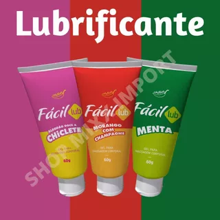 Kit 3 Géis Lubrificantes Fácil Lub 60G Chillies - CHICLETE / MENTA / MORANGO em Oferta na Shopee