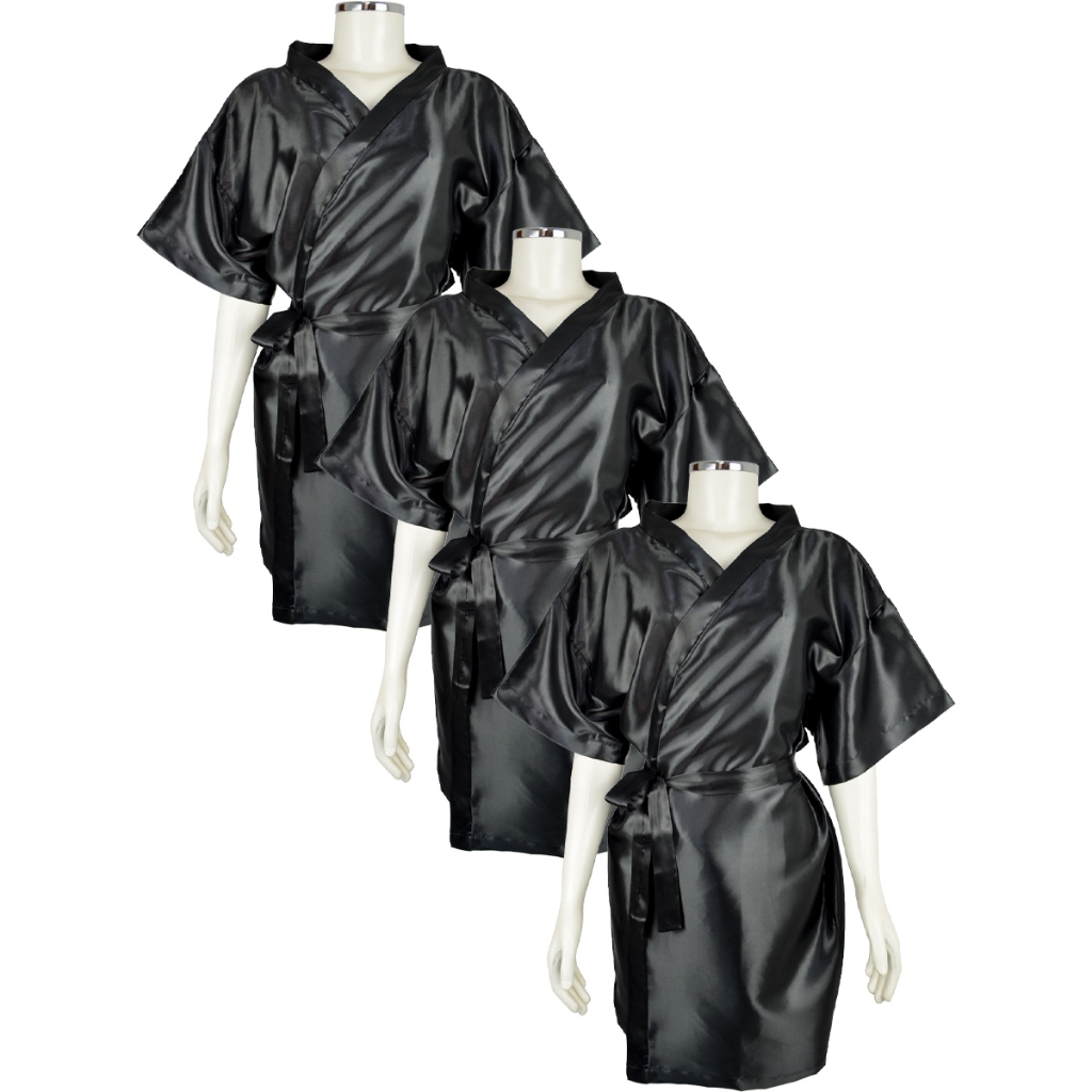 Roupão Robe De Cetim Salão Noiva Cabeleireiro Kit C/ Shopee