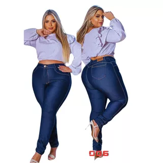 Calça Jeans Feminina Plus Size Cintura Alta C/Lycra - Elastano - Curve