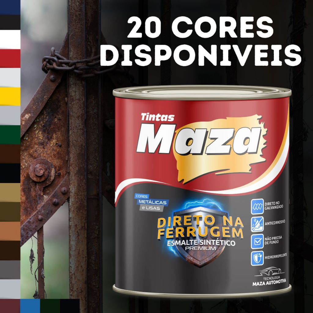 Esmalte Sintético Maza 900ml Tinta para Portão de Ferro Enferrujado ...