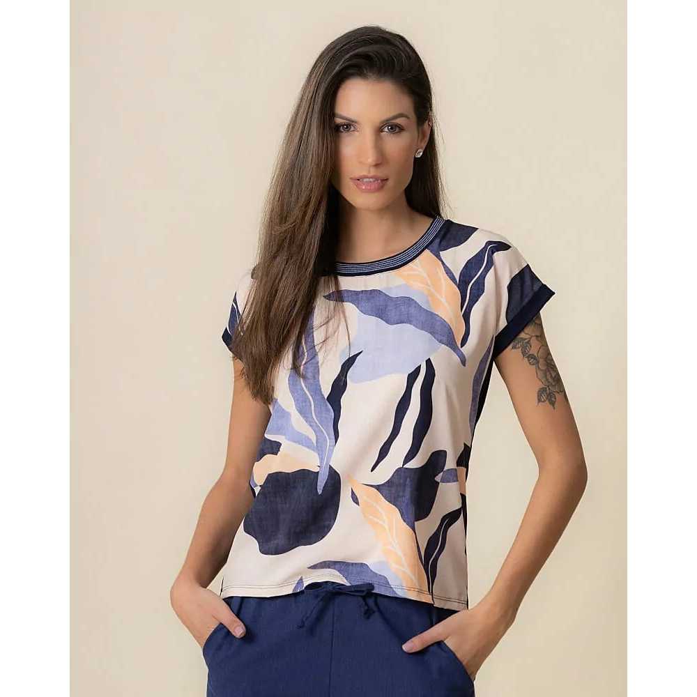 Blusa Vik feminina senhoras manga curta verão