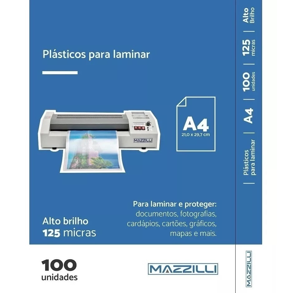 100 Folhas Plástico Para Plastificação A4 210x297 0.05 - Pouch