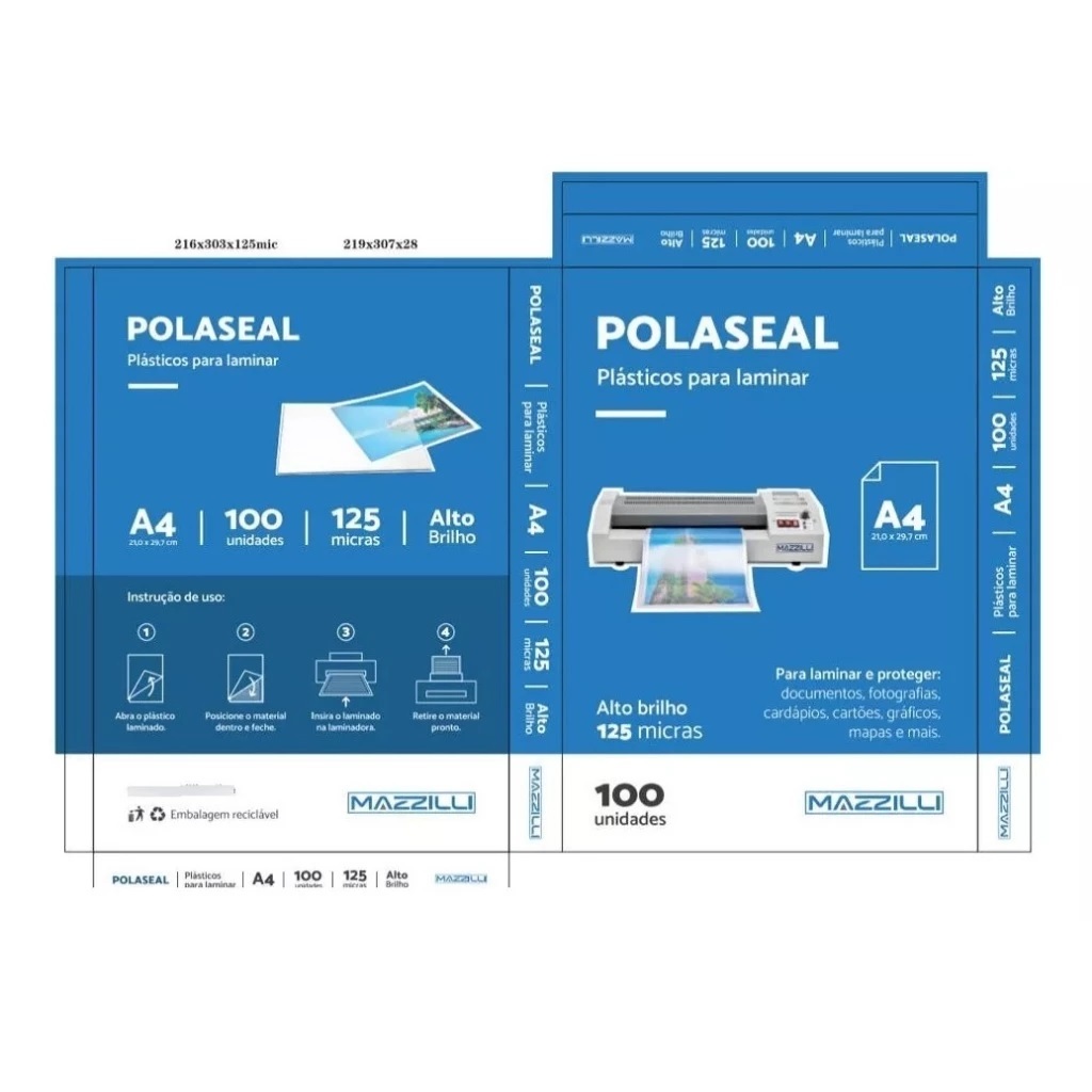 100 Folhas Plástico Para Plastificação A4 210x297 0.05 - Pouch