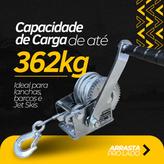 Guincho Manual de Catraca TNT com cabo de aço para Carreta Lancha Barco Jet Ski até 360kg