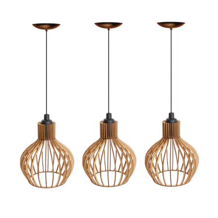 kit 3 Pendente Luminária de teto lustre para qualquer ambiente em MDF 3ppc sf