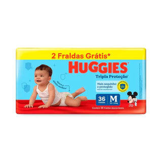 Fraldas Descartável Huggies Tripla Proteção Mega Tamanho M 36 unidades
