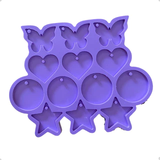 Molde Silicone 13 Pingentes De 5cm Resina Pingente Chave M28