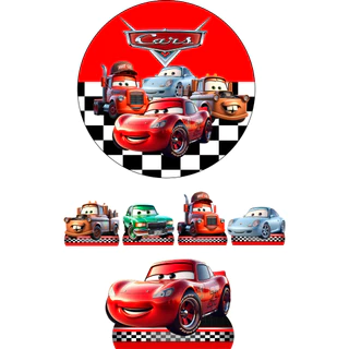 KIT DISPLAYS + PAINEL TEMA CARROS - FESTA E DECORAÇÃO