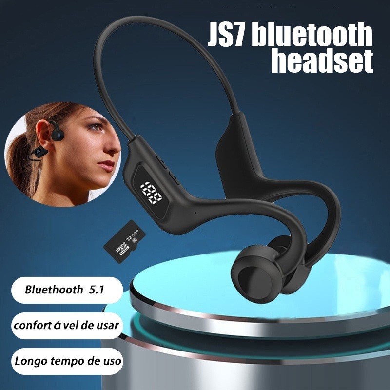Fone Condução Fones De Ouvido Esporte LED Tela Sem Fio Bluetooth 5.1 ...