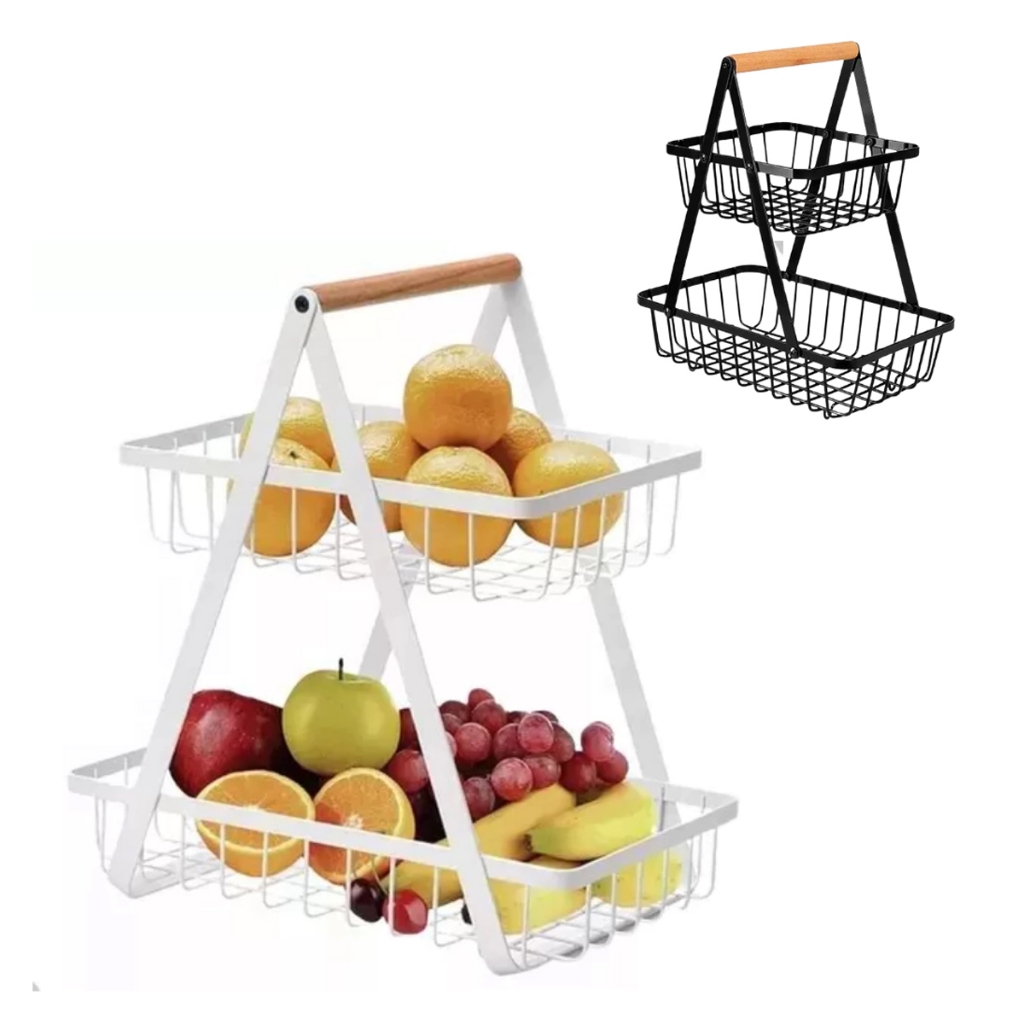 Fruteira Aramada de Mesa e Organizador de Metal 2 Andares