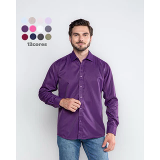 Camisa Social Masculina Microfibra Confortável e Macia Suave Brilhante Não Amassa
