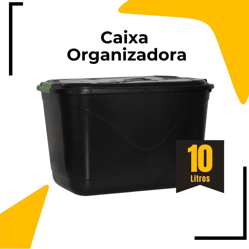 Caixa Organizadora 10 Litros Pequena Com Tampa e Travas Cesto Pequeno