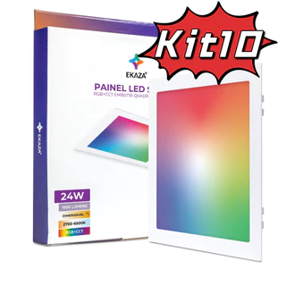 Kit10 Luminária Painel Plafon Inteligente Wifi 24w RGB Ekaza