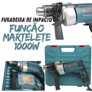 FURADEIRA DE IMPACTO COM FUNÇÃO MARTELETE 1000W PROFISSIONAL