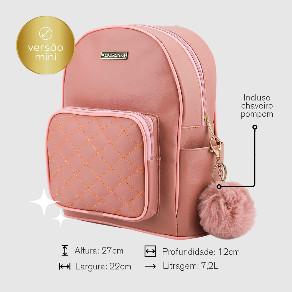 Mini Mochila De Couro Sintético Feminina Bolsa De Costas Reforçada
