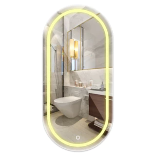 Espelho Oval Premium Jateado Vários Tamanhos com 3 Cores LED Touch Lapidado Decorativo Luxo em Oferta na Shopee