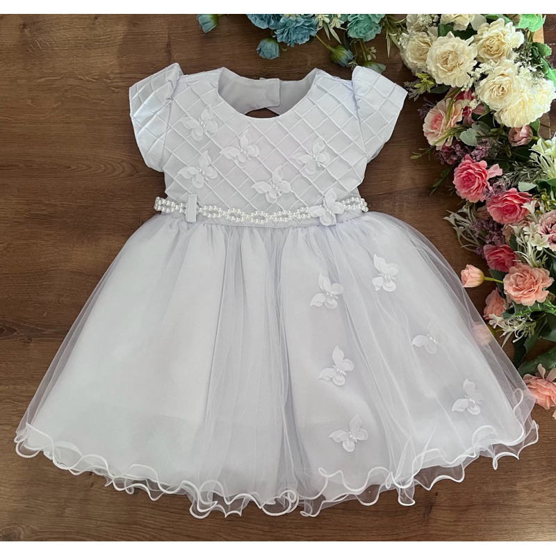Vestido batizado branco bebê daminha meses a ano Shopee Brasil